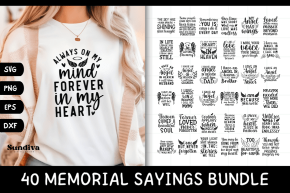 Download 40 Heartfelt Memorial Quote SVG Bundle - Memorial quote Collection