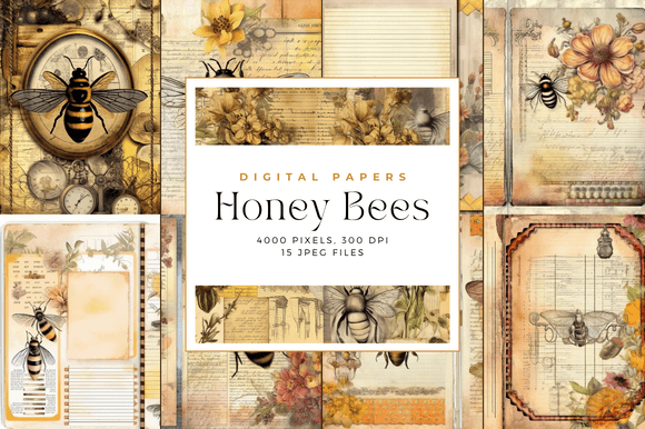 Download Honey Bees Junk Journal Pages - Honey bees junk journal Collection
